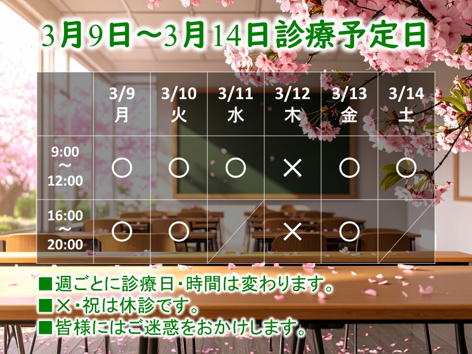 3月9日-3月14日 3月9日-3月14日